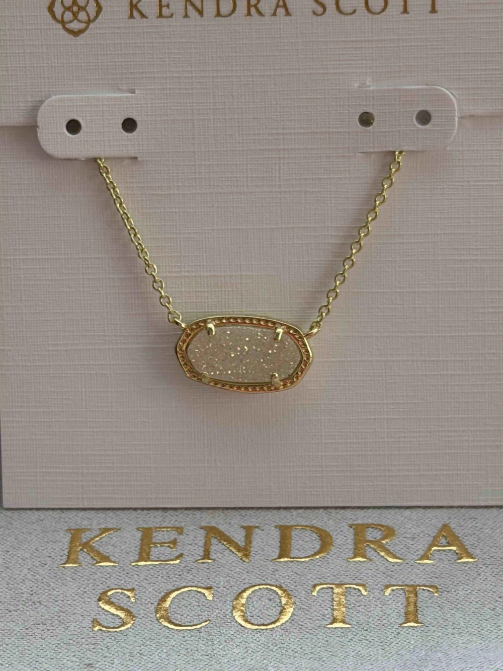 Kendra Scott  Adjustable Chain Necklace In White Iridescent Drusy
